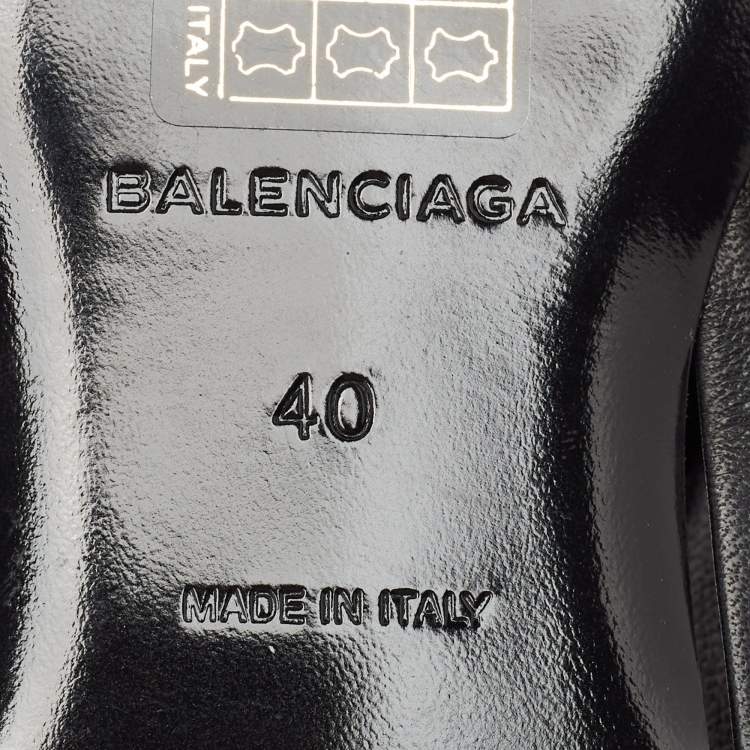 Pre Owned Balenciaga Black Leather Pointed Toe Slingback Flats Size 40