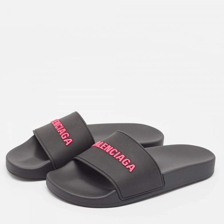 Balenciaga logo-print rubber sliders 42（Balenciaga Black