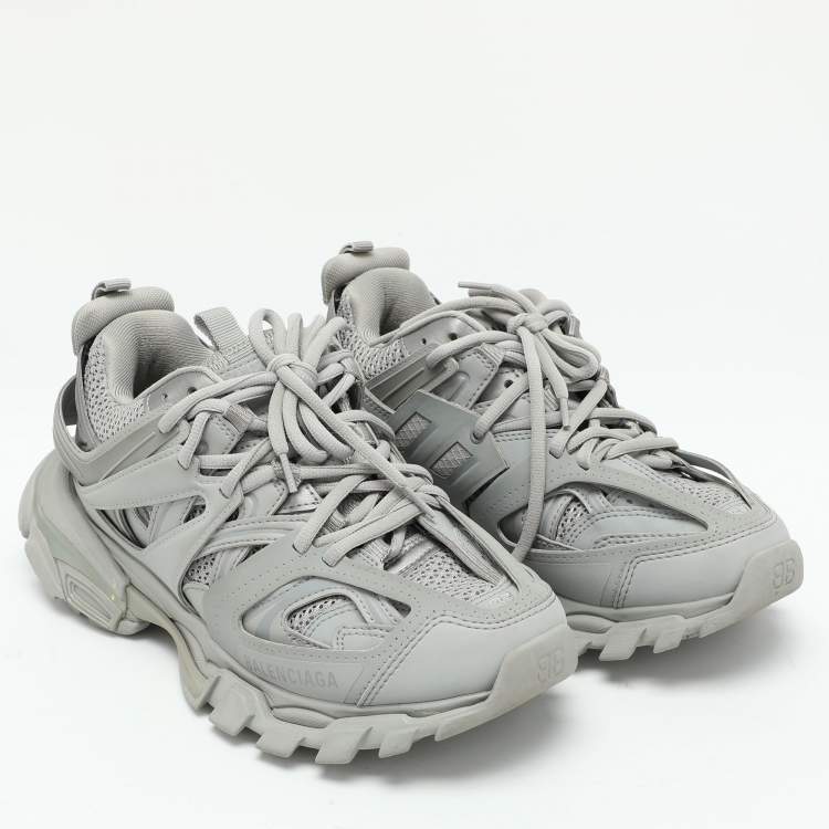 Pre Owned Balenciaga Grey Mesh Track Low Top Sneakers Size 37