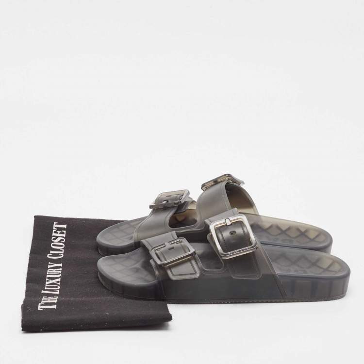 Pre Owned Balenciaga Black Rubber Mallorca Flat Sandals Size 39