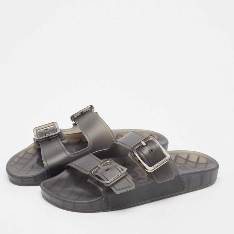 Pre Owned Balenciaga Black Rubber Mallorca Flat Sandals Size 39