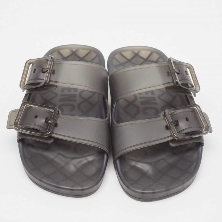 Pre Owned Balenciaga Black Rubber Mallorca Flat Sandals Size 39