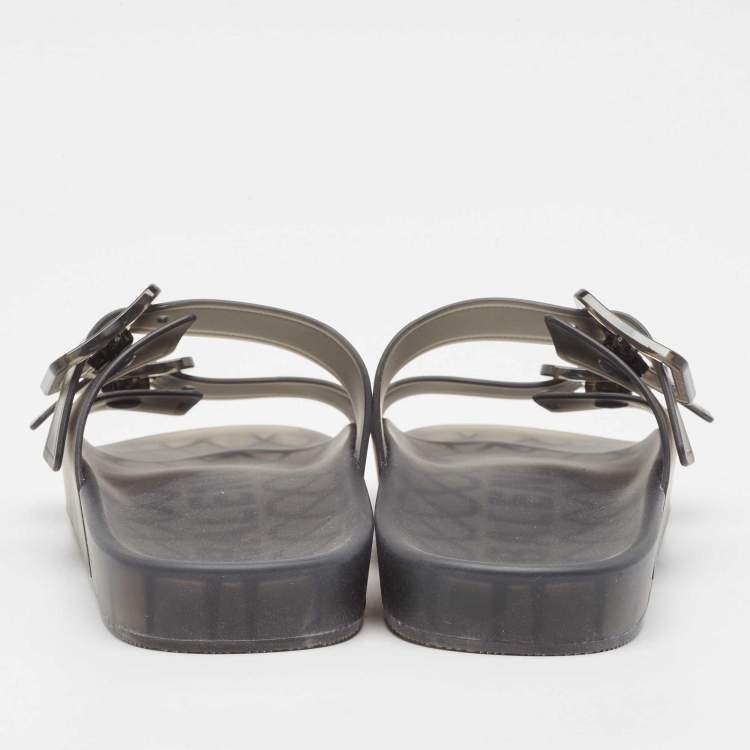 Pre Owned Balenciaga Black Rubber Mallorca Flat Sandals Size 39