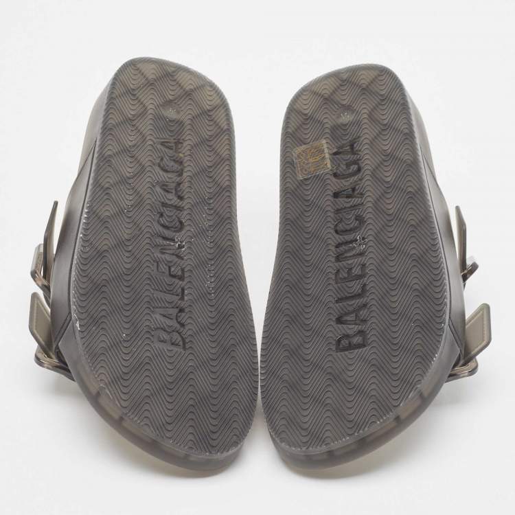 Pre Owned Balenciaga Black Rubber Mallorca Flat Sandals Size 39