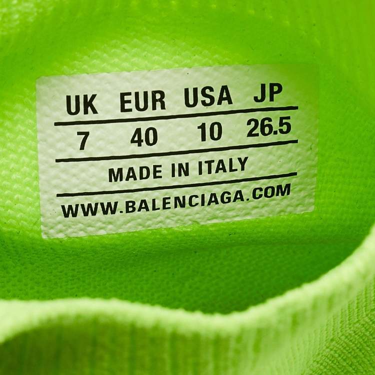 Pre Owned Balenciaga Neon Yellow Knit Fabric Speed LT Soccer Sneakers Size 40