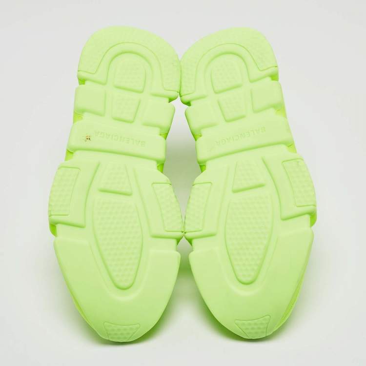 Pre Owned Balenciaga Neon Yellow Knit Fabric Speed LT Soccer Sneakers Size 40