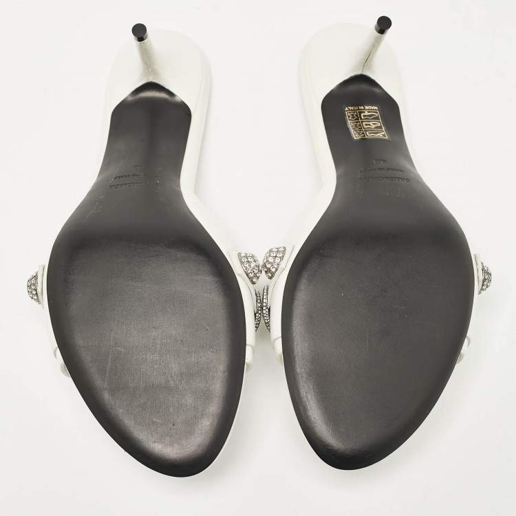 Pre Owned Balenciaga White Leather Le Cagole Slide Sandals Size 40