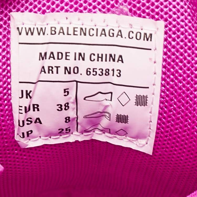 Pre Owned Balenciaga Pink Faux Leather Track Mule Sneakers Size 38