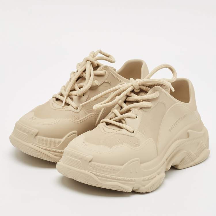 Pre Owned Balenciaga Beige Rubber Triple S Mold Sneakers Size 36