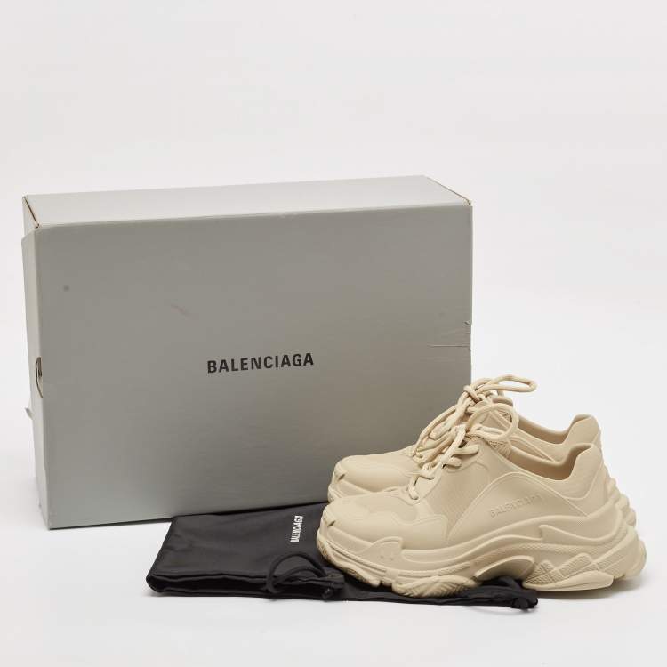 Pre Owned Balenciaga Beige Rubber Triple S Mold Sneakers Size 36