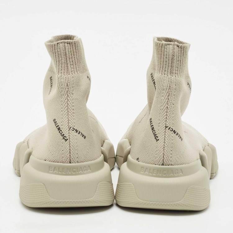 Pre Owned Balenciaga Grey Knit Fabric Speed Trainer Sneakers Size 36