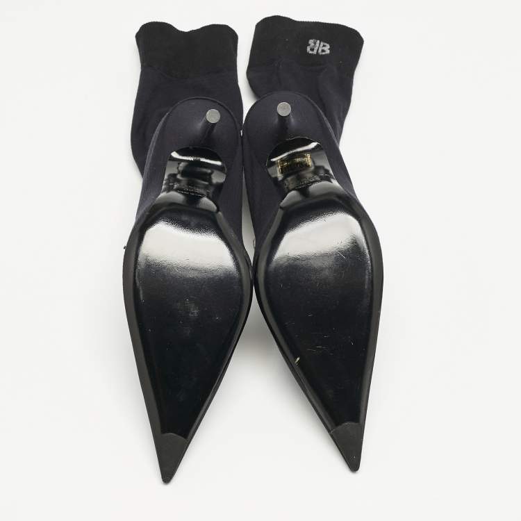 Pre Owned Balenciaga Black  Stretch  Fabric Knife Ankle Socks Boots Size 39.5