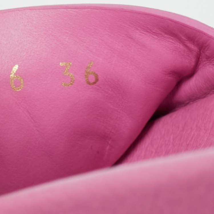 Pre Owned Balenciaga Pink Leather Pool Flat Slides Size 36