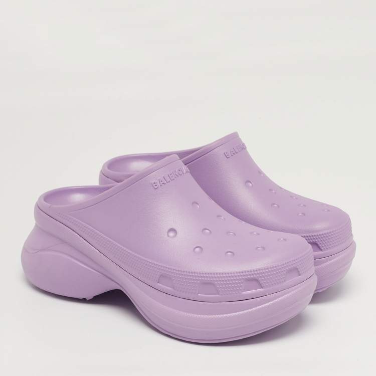 Pre Owned Balenciaga  x Crocs  Size 39 Purple Rubber Mules