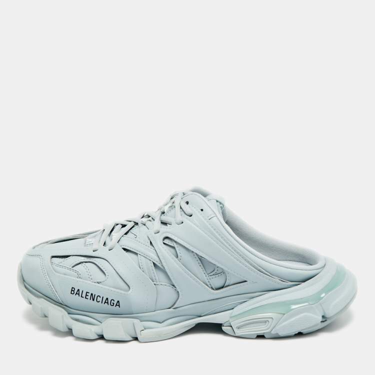 Pre Owned Balenciaga Track Size 42 Blue Faux Leather Sneakers Mules