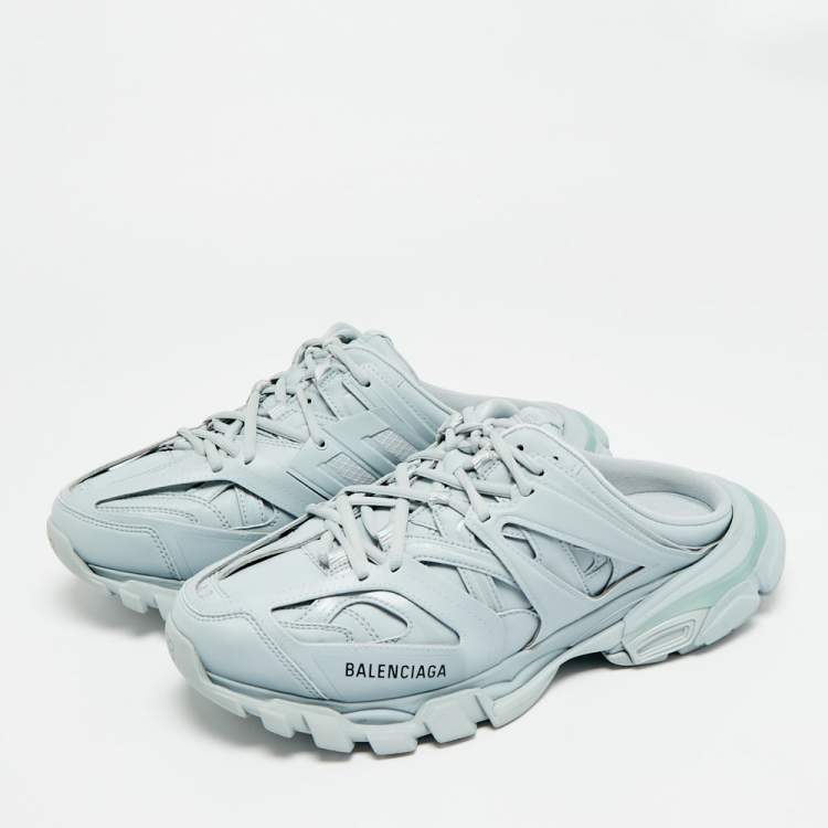 Pre Owned Balenciaga Track Size 42 Blue Faux Leather Sneakers Mules