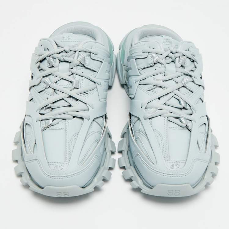 Pre Owned Balenciaga Track Size 42 Blue Faux Leather Sneakers Mules