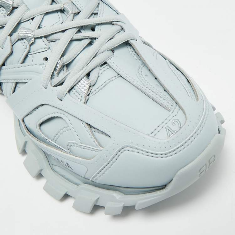 Pre Owned Balenciaga Track Size 42 Blue Faux Leather Sneakers Mules