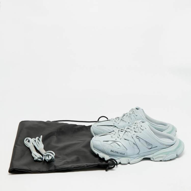 Pre Owned Balenciaga Track Size 42 Blue Faux Leather Sneakers Mules