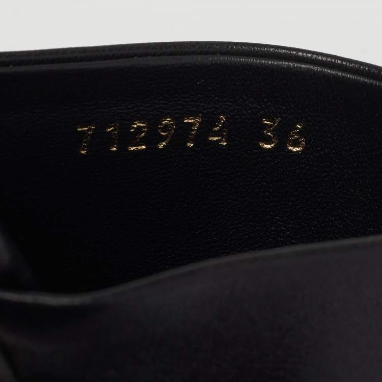 Pre Owned صندل بالنسياغا كعب روكى قفاز جلد أسود مقاس 38.5