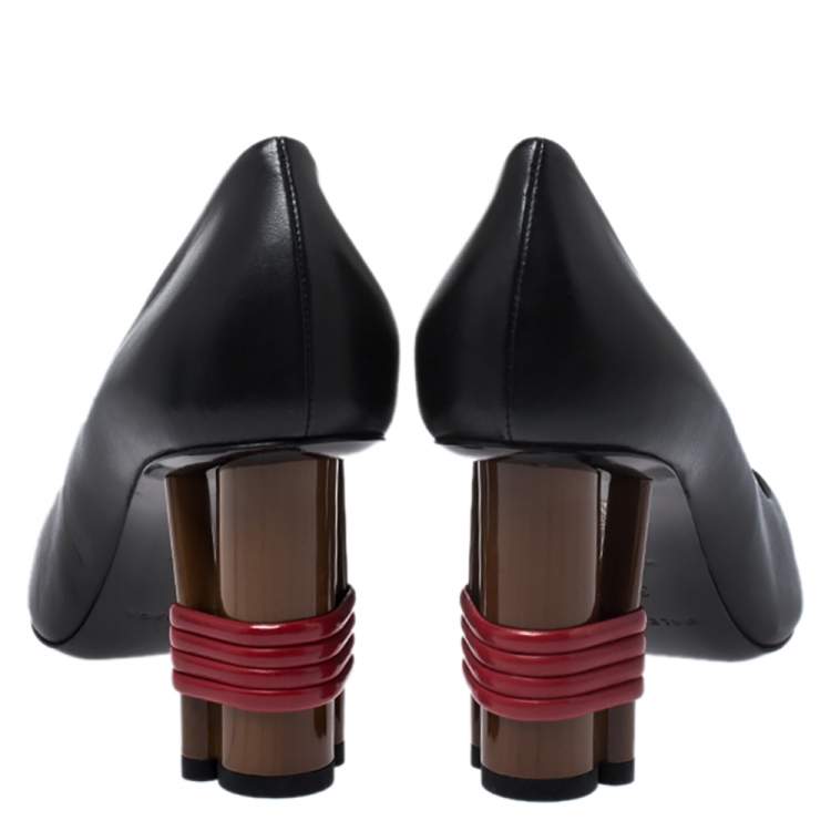 Pre Owned Balenciaga Black Leather Bistrot Pointed Pumps Size 39.5