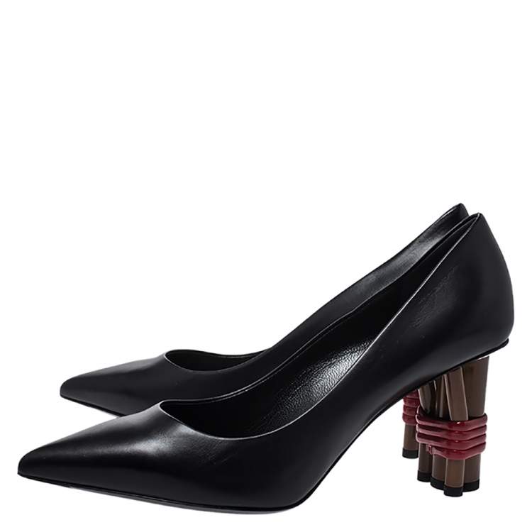Pre Owned Balenciaga Black Leather Bistrot Pointed Pumps Size 39.5