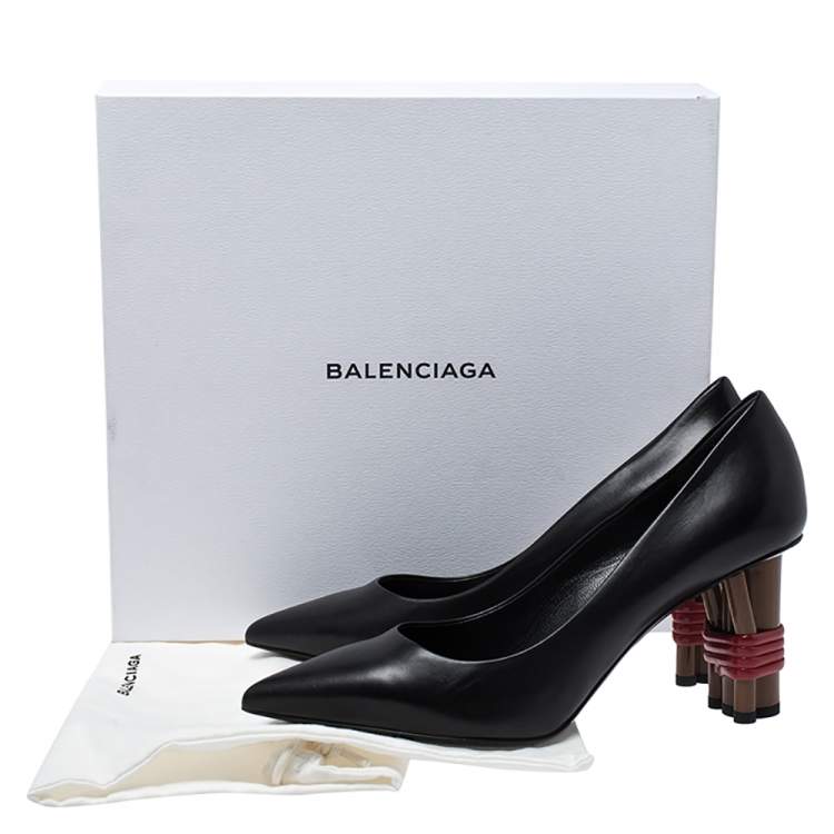 Pre Owned Balenciaga Black Leather Bistrot Pointed Pumps Size 39.5