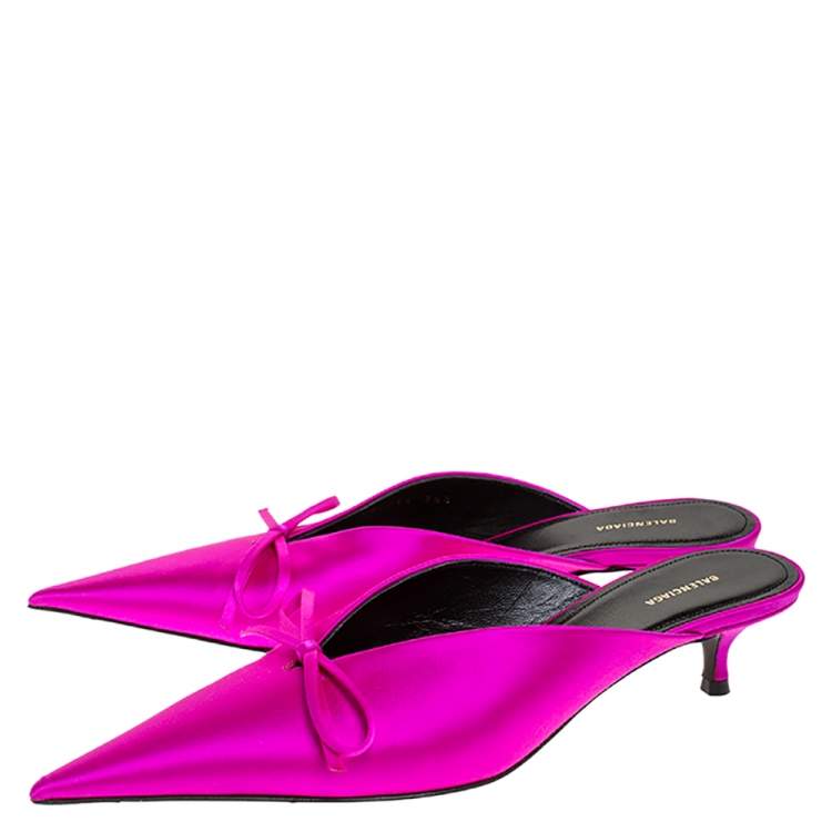 pink satin bow heels