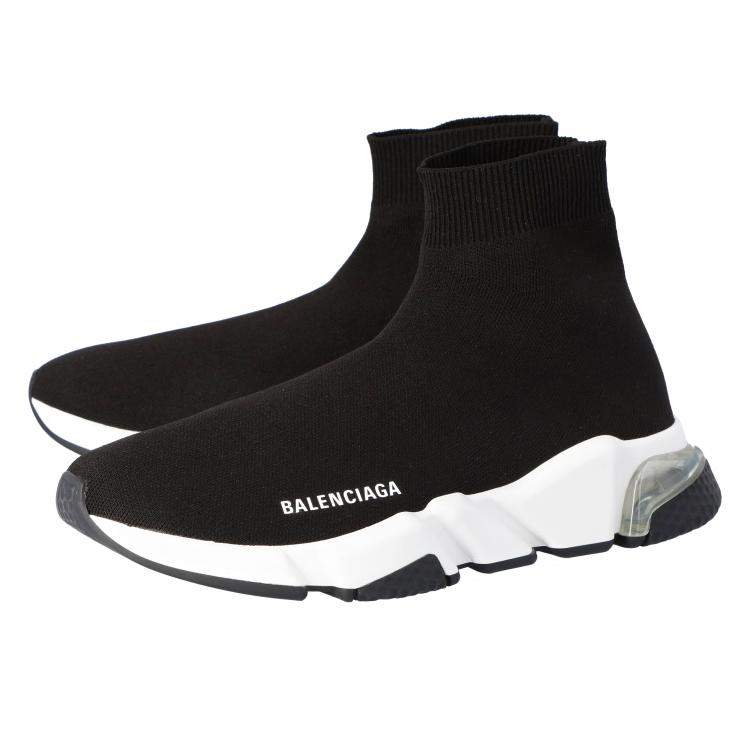 Pre Owned Balenciaga Black Knit Speed Clear Sole Sneakers Size 35