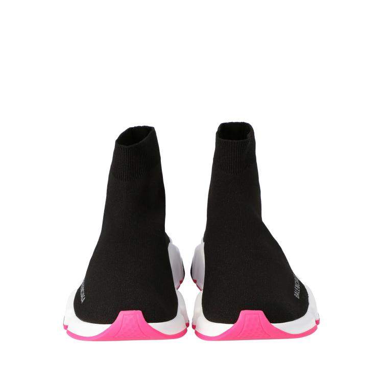 Pre Owned Balenciaga Black/Pink Knit Speed High Top Sneakers Size 35