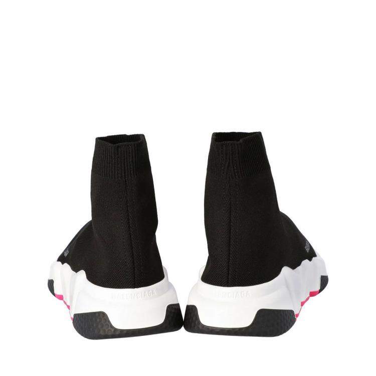 Pre Owned Balenciaga Black/Pink Knit Speed High Top Sneakers Size 36