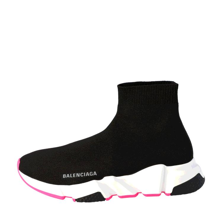 Pre Owned Balenciaga Black/Pink Knit Speed High Top Sneakers Size 38