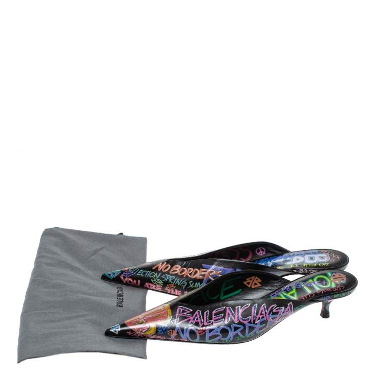 balenciaga graffiti knife pointed mules