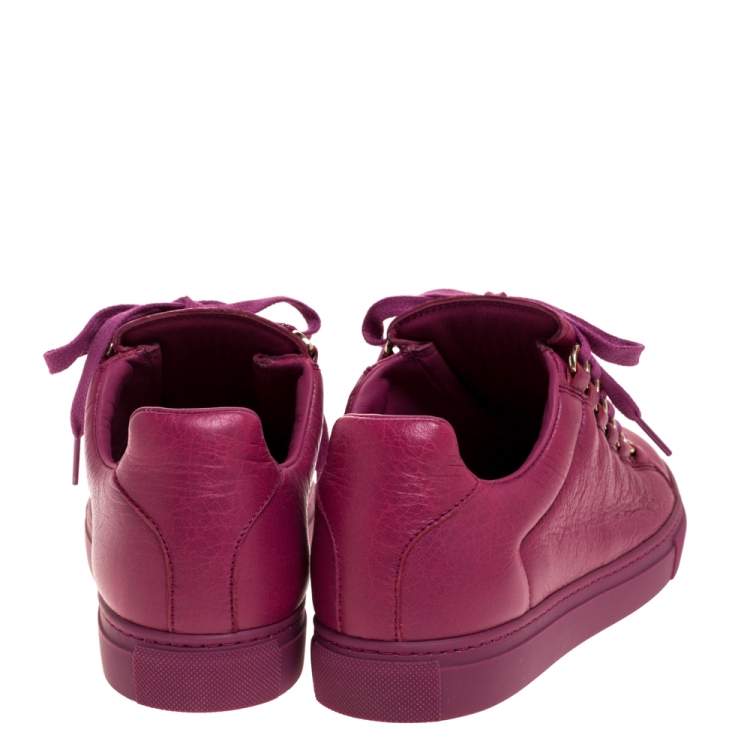 Pre Owned Balenciaga Pink Leather Arena Low Top Sneakers Size 36