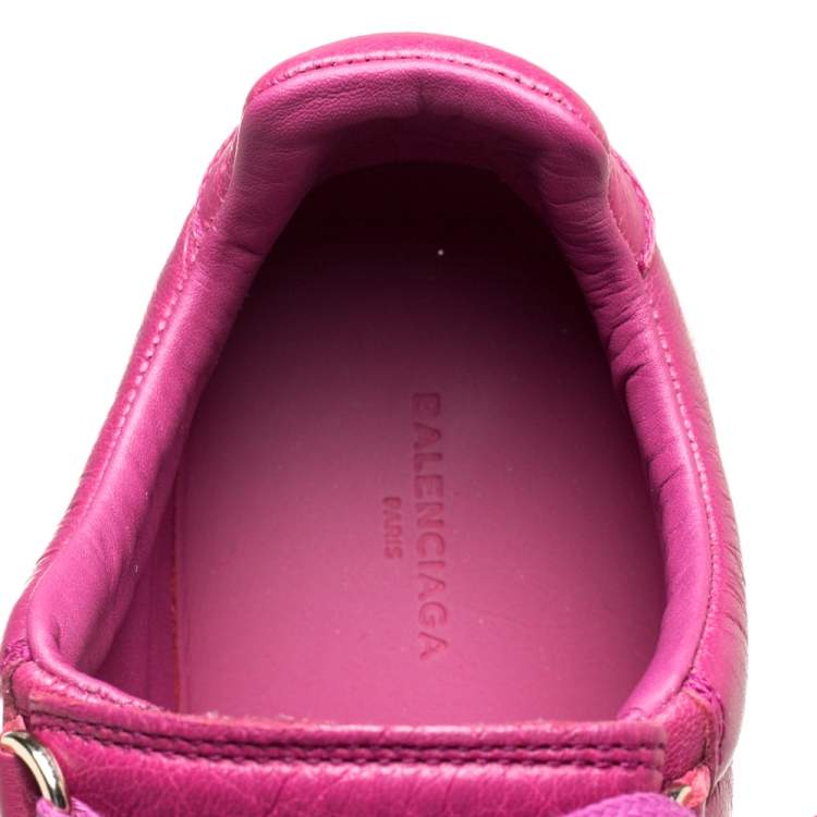 Pre Owned Balenciaga Pink Leather Arena Low Top Sneakers Size 36