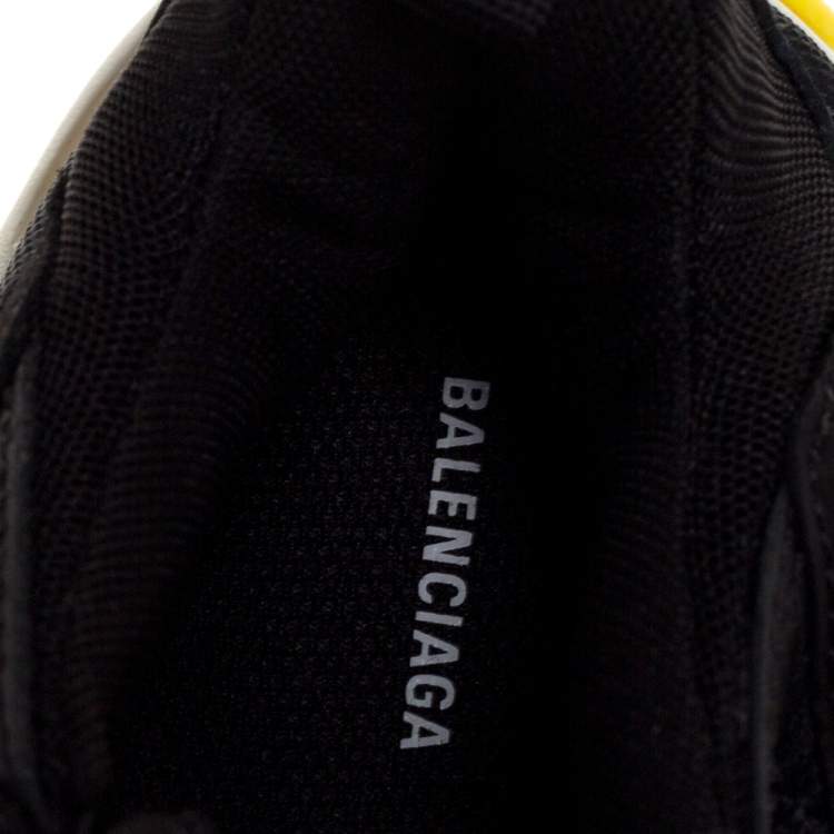 Pre Owned Balenciaga Black Leather and Mesh Triple S Platform Sneakers Size 35