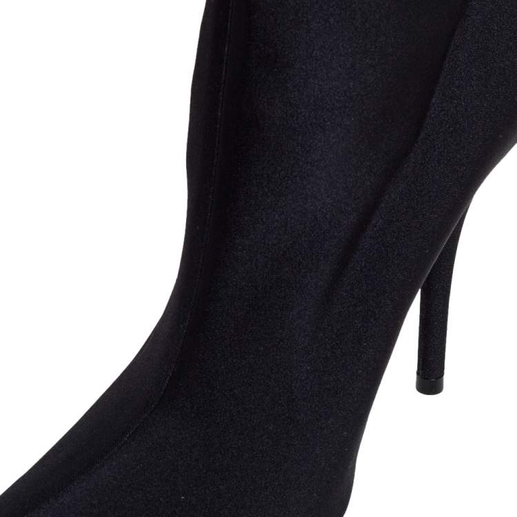 Pre Owned Balenciaga Black Spandex Fabric Knife Over The Knee Boots Size 35