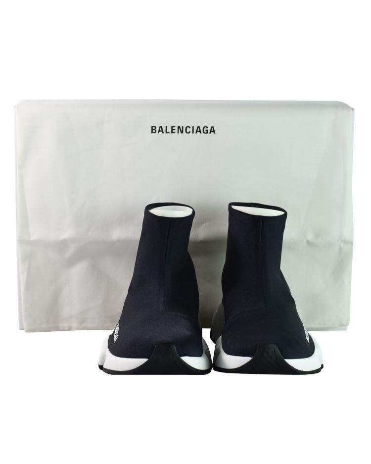 Pre Owned Balenciaga Black Stretch Tess Sneakers Size EU 38 