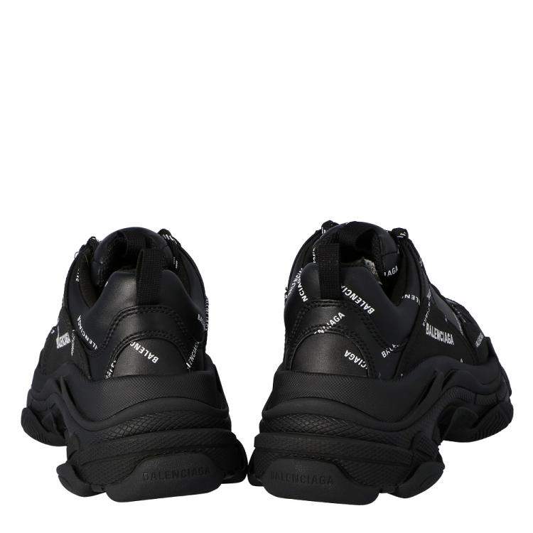 Pre Owned Balenciaga Black All Over Triple S Sneakers Size 35