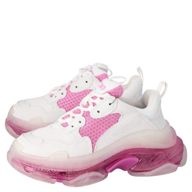 balenciaga pink & white triple s sneakers