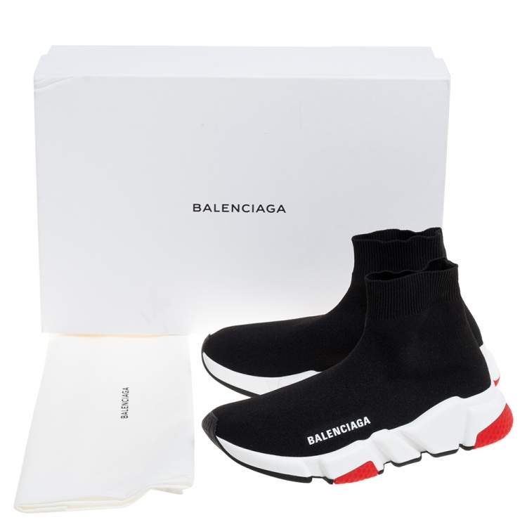 Pre Owned Balenciaga Black Knit Fabric Sock Design 'Speed' Sneakers Size 36