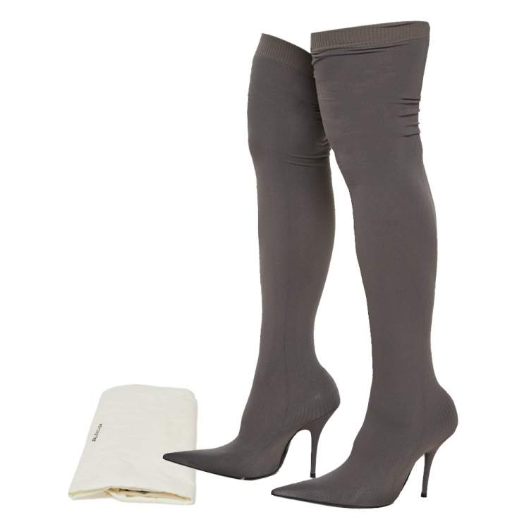 balenciaga spandex thigh high boots