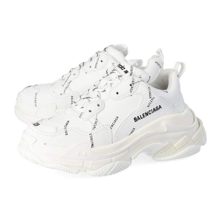 Pre Owned Balenciaga White Triple S 'All Over Logo' Sneakers Size 36