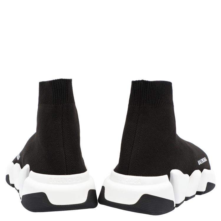 Pre Owned Balenciaga Black/White Speed 2.0 Sneakers Siz EU 38
