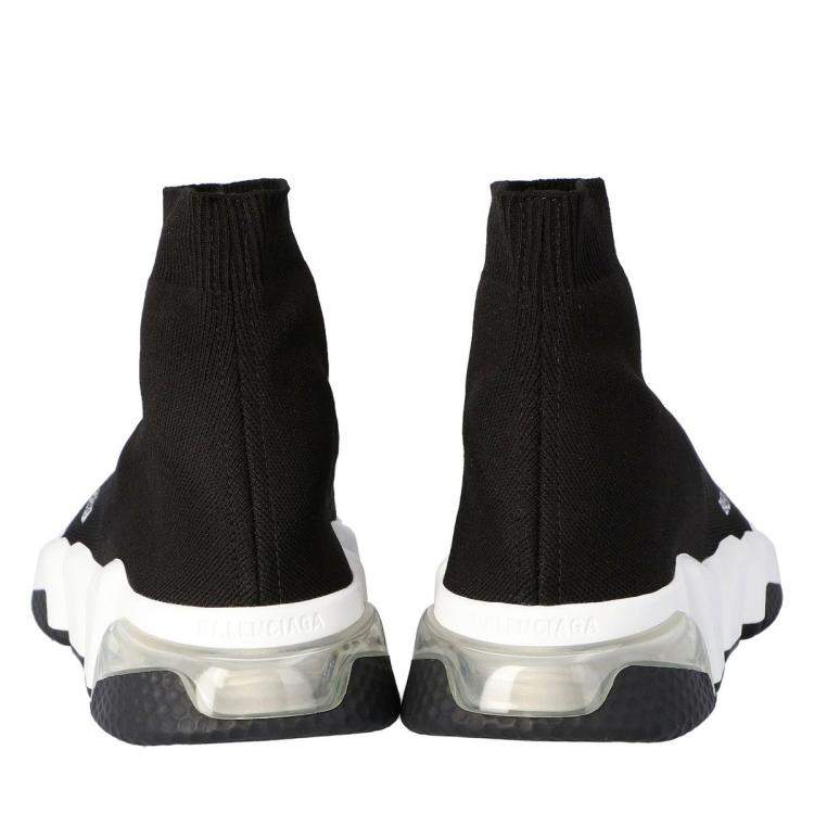 Pre Owned Balenciaga Black Knit Speed Clear Sole Sneakers Size EU 39