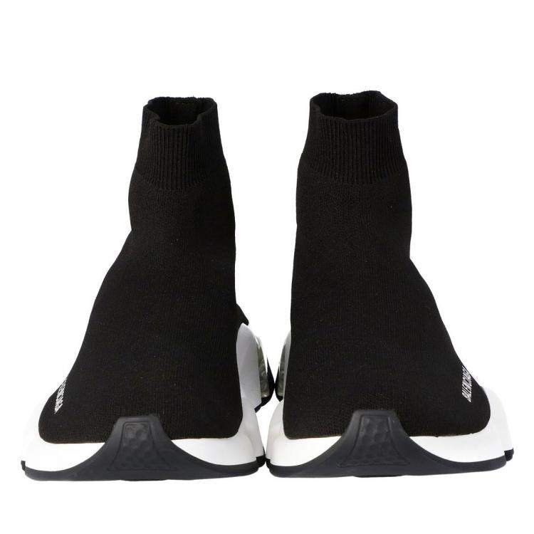 Pre Owned Balenciaga Black Knit Speed Clear Sole Sneakers Size EU 39