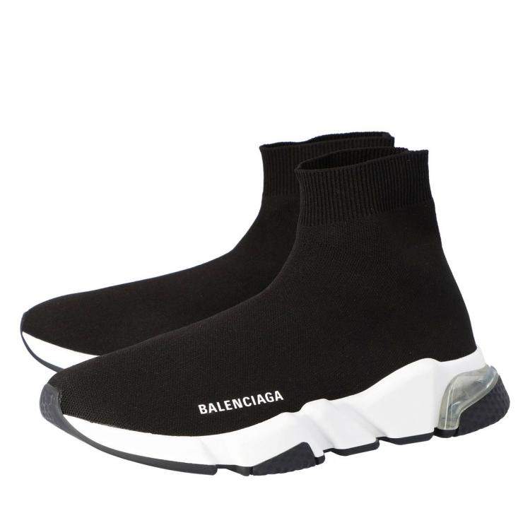 Pre Owned Balenciaga Black Knit Speed Clear Sole Sneakers Size EU 39