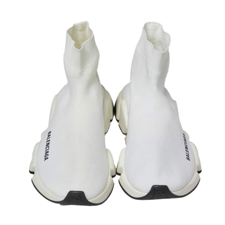 Pre Owned Balenciaga White Knit Fabric Sock Design 'Speed' Sneakers Size 39