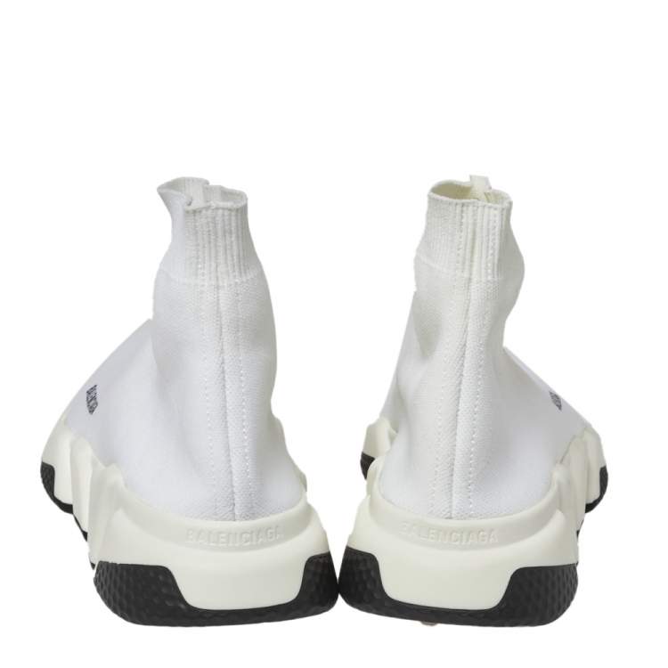 Pre Owned Balenciaga White Knit Fabric Sock Design 'Speed' Sneakers Size 39