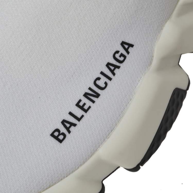 Pre Owned Balenciaga White Knit Fabric Sock Design 'Speed' Sneakers Size 39